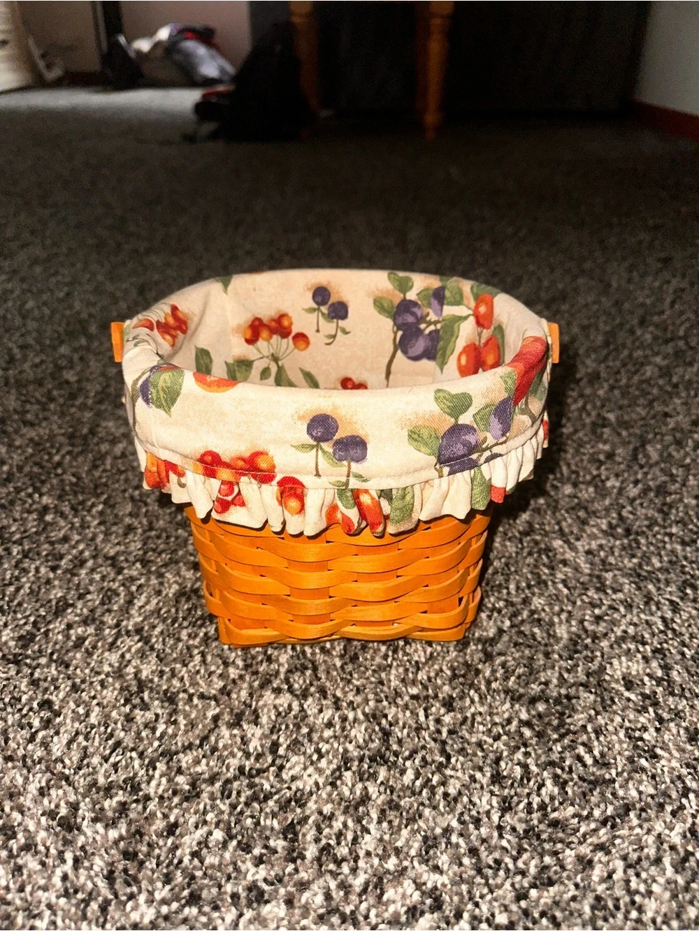 Longaberger Basket with Fruit-Print Liner